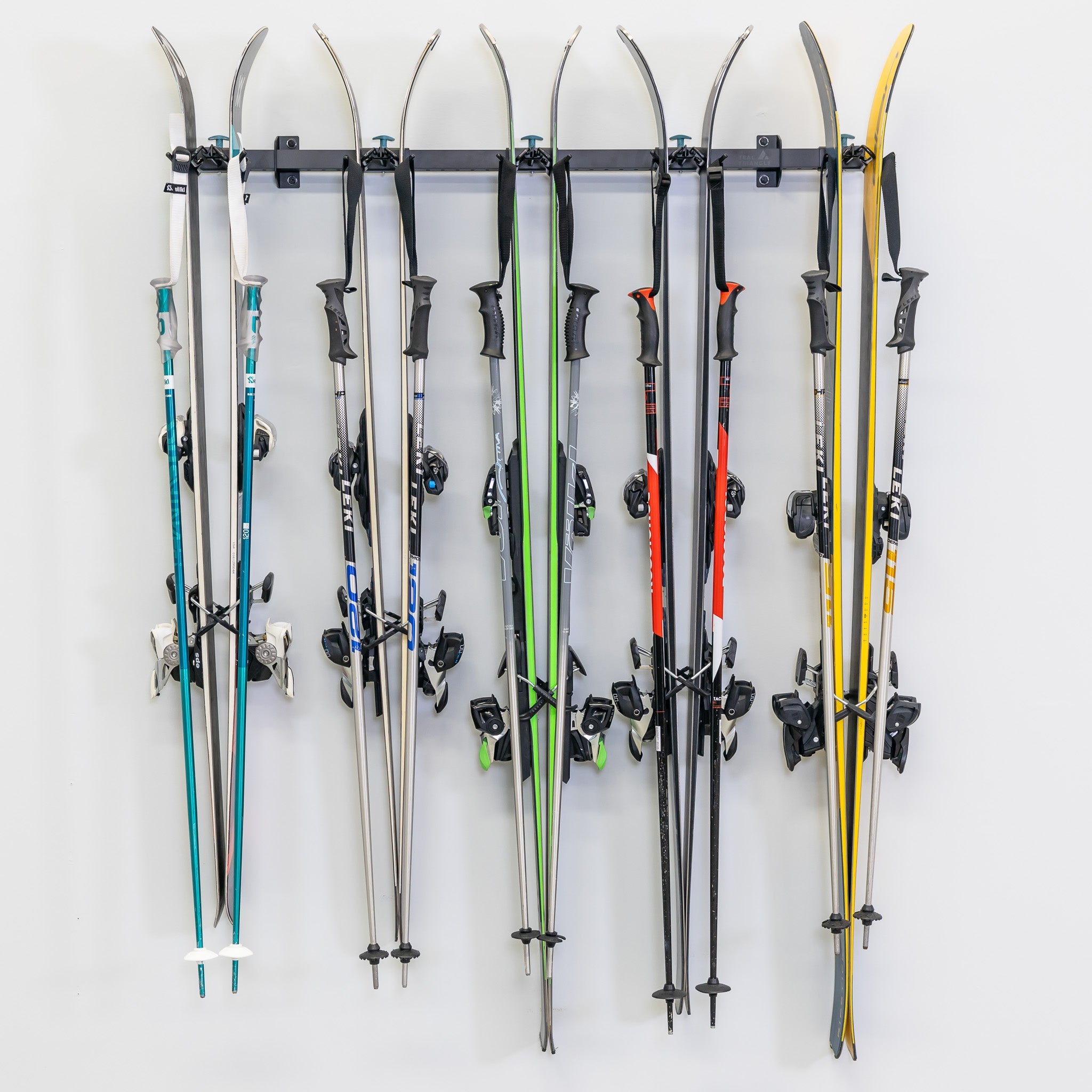 Lone Peak Ski Rack | Adjustable Wall Storage System | Holds 5 Pairs of Skis